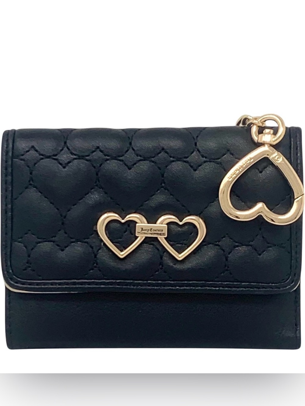 Juicy Couture Black Quilted Heart Wallet with Gold Heart Hardware